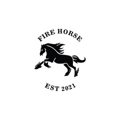 This logo is made using horse and fire elements in a simple and modern style.
