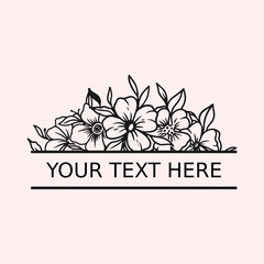 Split monogram floral frame, Hand drawn leaf split, hand drawn split with flower, split flower monogram.