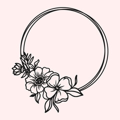 Circle with flower for logo, vector floral logo, circle flower for logo, elegant floral decorative circle frame border for invitations , logos , graphic design, hand drawn floral frames.
