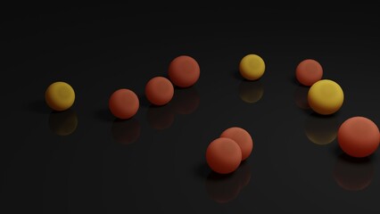 Balls and their reflection in the metallic surface