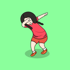 Cute kawaii girl celebrating her sports victory vector illustration