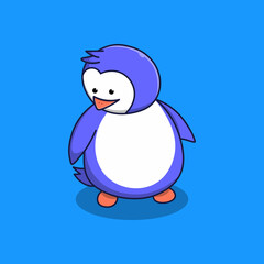 Cute penguin is looking for something, icon illustration
