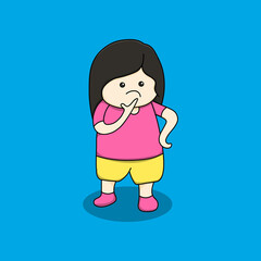 Cute little girl is thinking something vector illustration