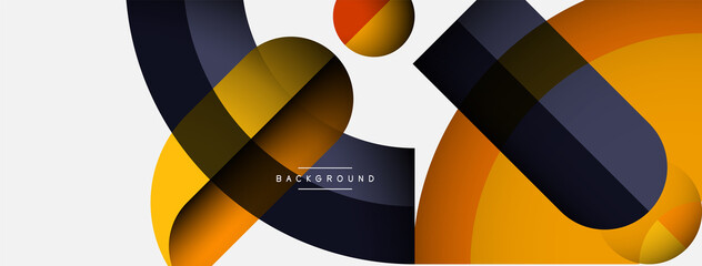 Geometric abstract background. Round shapes, circles, lines composition for wallpaper banner background or landing page