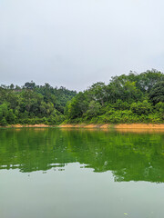 The charm of the GULAMO RIVER, Indonesia's Green Canyon tourism destination in Kampar, Riau, Indonesia. Beautiful river with green water.