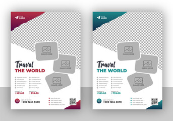 Creative flyer design and brochure cover page template for travel agency
