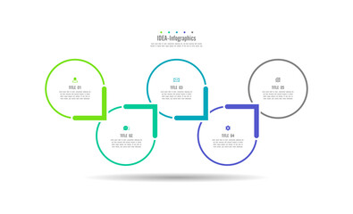 Fototapeta premium Flat infographic idea business template circle colorful with 5 step