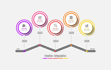 Timeline business abstract background infographic template circle colorful with 5 step