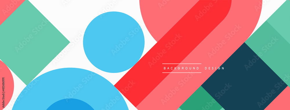 Poster Minimal geometric abstract background. Circle square and triangle design. Trendy techno business template for wallpaper, banner, background or landing