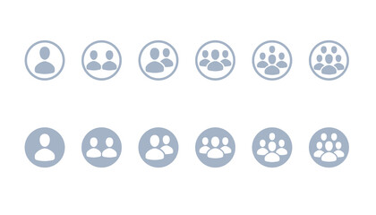 People icon set, round frame, vector group user illustration set