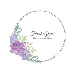 Soft purple green floral thank you card with watercolor background