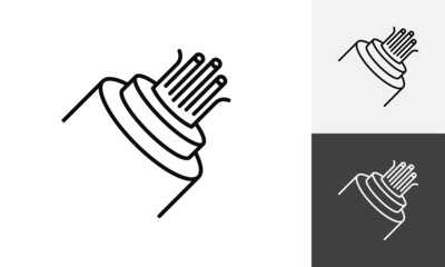 optical fiber cable flat line icon, stock illustration