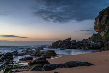Soft sunrise seascape with clouds