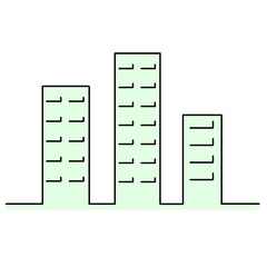シンプルなビル群　線画　カラー