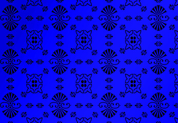 Blue damask wallpaper.