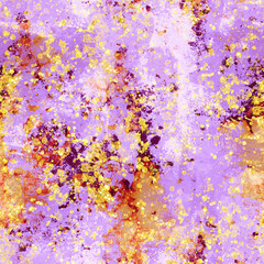 Fototapeta premium Rough grunge texture and golden splashes - aged vintage seamless pattern. Digital art with watercolour and acrylic texture. Mixed media artwork. Endless motif for packaging, scrapbooking, textiles