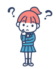 首をかしげる女子学生