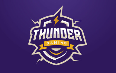 Modern and Creative Isolated Thunder Esports Badge Logo Vector for Gaming Tournament or Sports Team © Akito Studio