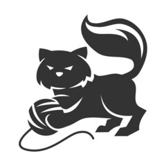 Cat playing ball of thread Icon Illustration Brand Identity