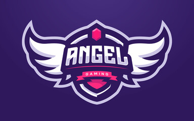 Modern and Creative Isolated Angel Esports Badge Logo Vector for Gaming Tournament or Sports Team