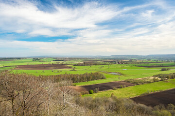 Fototapeta na wymiar Beautiful aerial view of a rural landscape with fields at spring