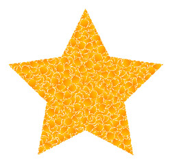 Vector golden star mosaic icon. Star is isolated on a white background. Golden items mosaic based on star icon. Collage star iconic image is composed with yellow items. - obrazy, fototapety, plakaty