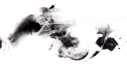 Black paint smeared on a white background.