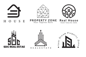 6 Real Estate Property Construction Minimal Logo Design Templates