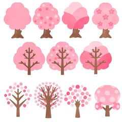 色々な桜の木セット イラスト素材