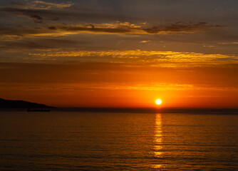 Beautiful sunset over reñaca's beach in Chile. 
One of the closest beach shores to the capital of Chile in South America. 
A really easy place to reach and suitable for spending time loving the sea. 