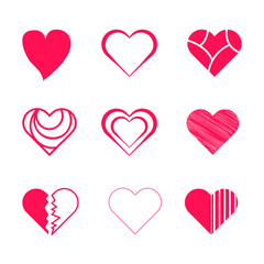 hearts. Design elements for Women's, Mother's, Valentine's Day, birthday greeting card design.