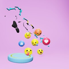 3d rendering of social media emoticon use in Bahama for product promotion