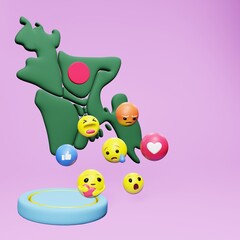 3d rendering of social media emoticon use in Bangladesh for product promotion