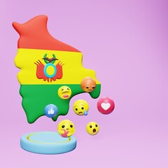 3d rendering of social media emoticon use in Bolivia for product promotion