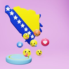 3d rendering of social media emoticon use in Bosnia and Herzegovina for product promotion
