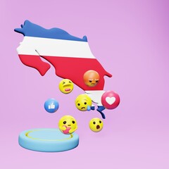 3d rendering of social media emoticon use in Costa Rica for product promotion
