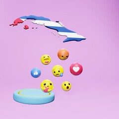 3d rendering of social media emoticon use in Cuba for product promotion