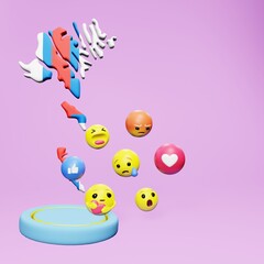 3d rendering of social media emoticon use in Faroe Islands for product promotion