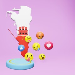 3d rendering of social media emoticon use in Gibraltar for product promotion