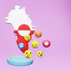 3d rendering of social media emoticon use in Greenland for product promotion