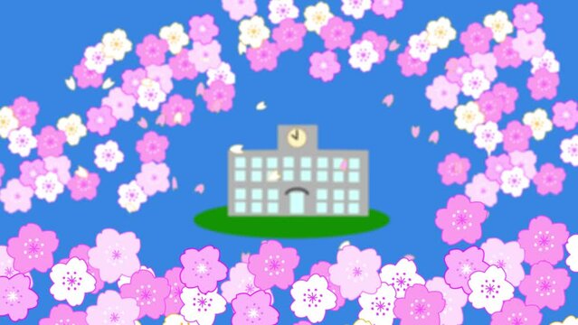 学校の入学式や卒業式のイメージ動画です。桜が祝福しています。