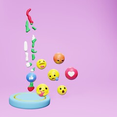 3d rendering of social media emoticon use in Maldives for product promotion