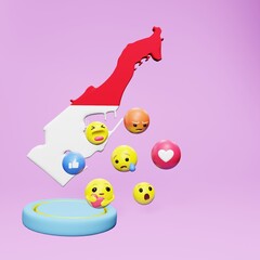 3d rendering of social media emoticon use in Monaco for product promotion