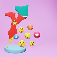 3d rendering of social media emoticon use in Mozambique for product promotion