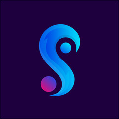 Abstract people and tail logo gradient color