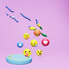 3d rendering of social media emoticon use in Solomon Island for product promotion