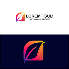 Gradient color logo leaf negative space