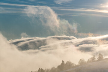 Cloud sea in the mountain in winter.