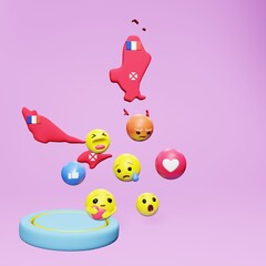 3d rendering of social media emoticon use in Wallis and Futuna for product promotion