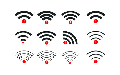 Set of No wireless connections/no wifi icon sign vector on white background 
